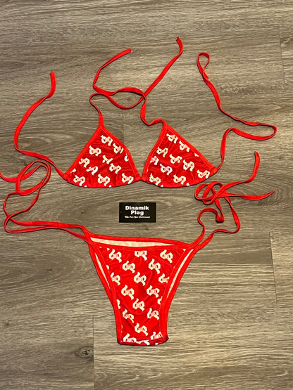 Dinamikplug Ladies Two Piece Swimsuit Red Beachwear