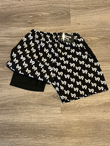 Dinamikplug Double Layer Shorts Unisex 2-In-1 Streetwear Workout Black