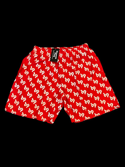 Dinamikplug Double Layer Shorts Unisex 2-In-1 Streetwear Workout Red