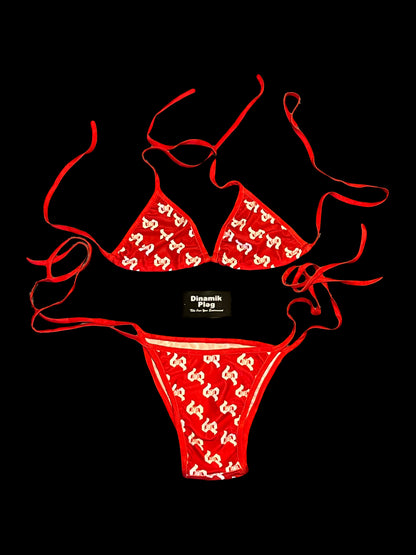 Dinamikplug Ladies Two Piece Swimsuit Red Beachwear