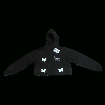 Dinamikplug Butterfly Takeover Sweat Set in black: cotton hoodie with white puff-print butterflies.